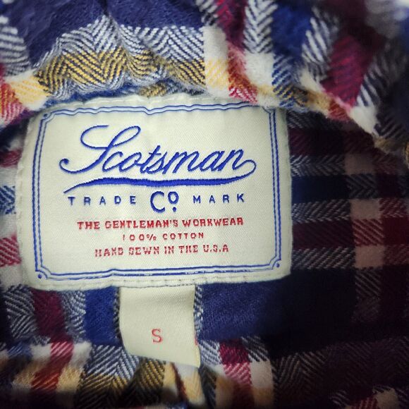 VTG Scotsman Co Flannel Shirt Mens Small Red White Blue Plaid Work USA A857 - Picture 3 of 10